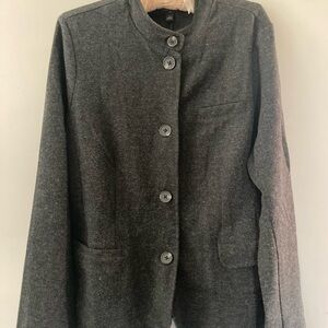 Banana Republic Charcoal Stand-Collar Button Blazer